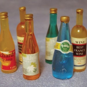 Mixed Wine Bottles x 6 for 12th Scale Dolls House