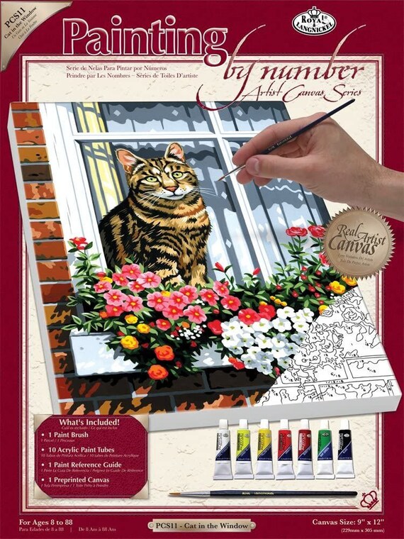 YEESAM ART Dipingere Con I Numeri - Gatto Colorato Su Tela 40x50 Cm - Kit Fai Da Te Per Adulti E Bambini