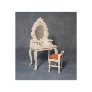 White Dressing Table With Stool for 12th Scale Dolls House