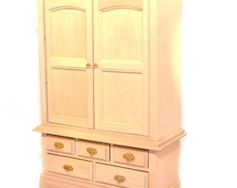 Bare Wood Blanket Cupboard for 12th Scale Dolls House