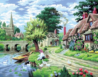 Painting By Numbers Duck Feeding By The River