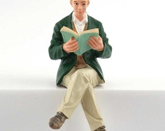 Man Sitting Reading a Book Figure for 12th Scale Dolls House