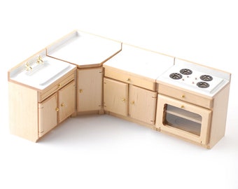 4 Piece Pine Kitchen for 12th Scale Dolls House