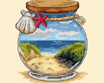 Sea and Beach Vacation Memories Counted Cross Stitch Kit