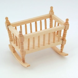 Bare Wood Crib for 12th Scale Dolls House