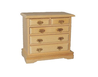 Bare Wood Fancy Chest of Drawers for 12th Scale Dolls House