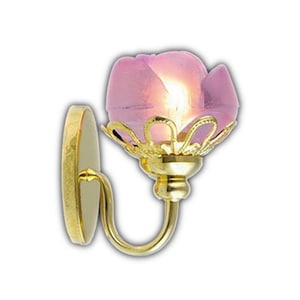 12V Pink Rose Wall Light for 12th Scale Dolls House