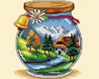 Mountains Vacation Memories Counted Cross Stitch Kit