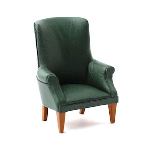 Silla de cuero verde para casa de muñecas escala 12