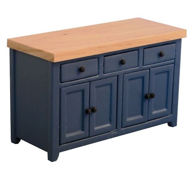 ShakerStyle Side Board in Blue and Pine for 12th Scale Dolls House