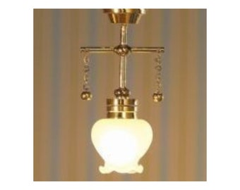 Melody Jane Puppenhaus Deckenlicht – Gold Anhänger Mit Weißem Licht, 1:12 Maßstab