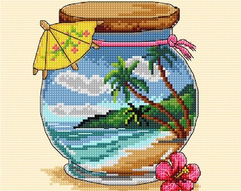 Tropical Sea Vacation Memories Counted Cross Stitch Kit