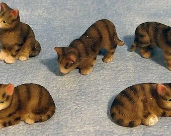 Tabby Cats 5 Assorted for 12th Scale Dolls House
