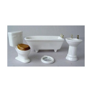 Ceramic White Bathroom Miniature for 112 Scale Dolls Houses