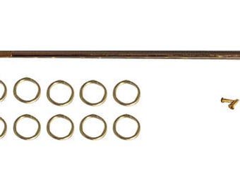 Tringle à rideaux extensible de 118 à 220 mm, finition laiton, pour maison de poupée à l'échelle 1/12