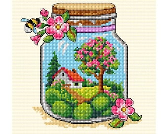 Spring Jar Counted Cross Stitch Kit