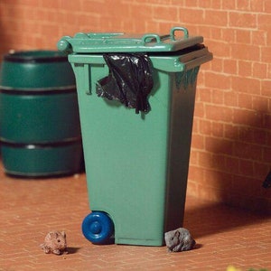 Green Wheelie Bin for 12th Scale Dolls Houses