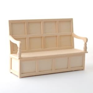 Bare Wood Charles II Settle for 12th Scale Dolls House