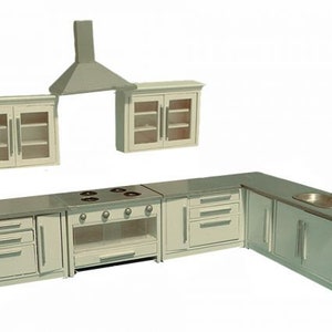 Modern White Kitchen Sets for 12th Scale Dolls House