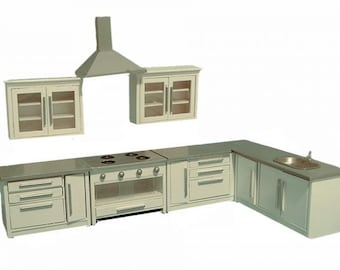 Modern White Kitchen Sets for 12th Scale Dolls House