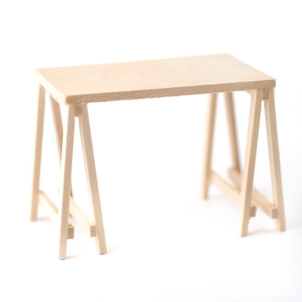 Bare Wood Trestle Table for 12th Scale Dolls House