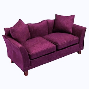 Soft Plum Sofa for 12th Scale Dolls House