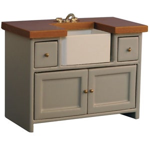 Grey Pine Shaker Style Sink Unit for 12th Scale Dolls House