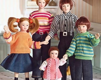 Modern Family of Five Dolls for 12th Scale Dolls House