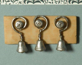 3 Servant Bells on Board for 12th Scale Dolls House