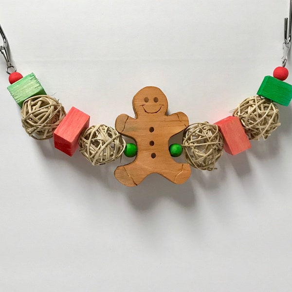 12" Christmas Gingerbread Man Hanging Chew Toy Garland - Chinchilla