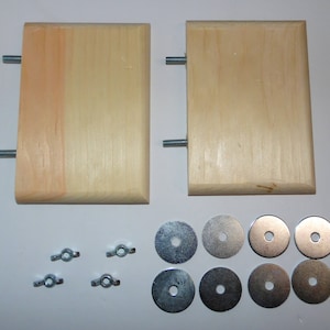 May include: Two unfinished wooden shelves with four screws and four wing nuts, and eight silver washers.