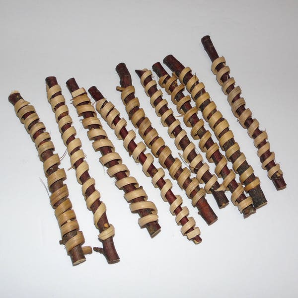 Lot of 3 Natural Organic Apple Chew Sticks Wrapped with Palm Twists