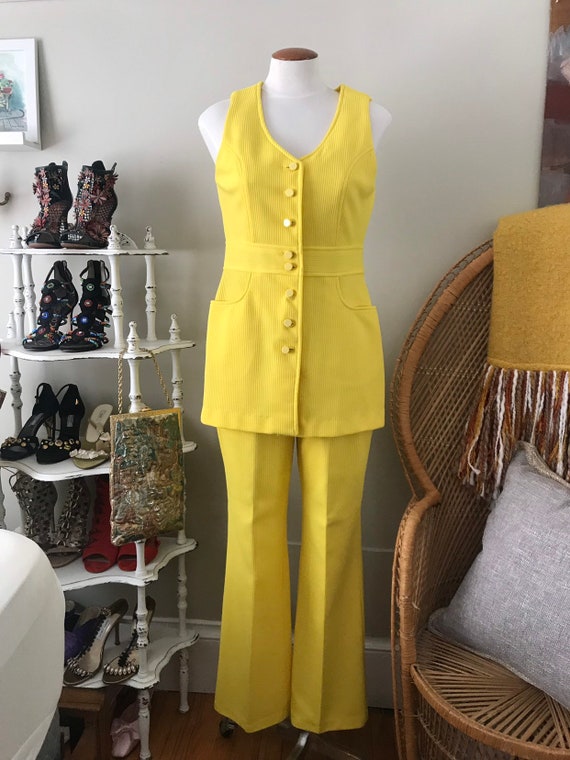 vintage 1960's bright yellow campus casuals flare