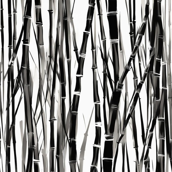 Black and white, watercolor, Japanese art, bamboo, abstract, minimalist, painting, digital download, printable wall art