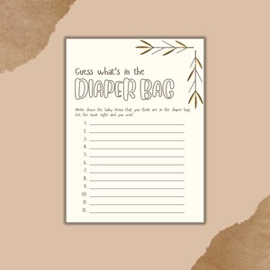 Guess What's in the Diaper Bag Baby Shower Game - Printable Digital ...