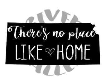 kansas there's no place like home, svg, cutting file, pdf, jpg, printable, cricut, cameo, custom design