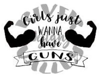Girls With Guns (muscles) - SVG Cricut/Cameo cutout Download