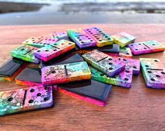 Custom Listing for D. "Neon Nights" 91 tile Mexican Domino Set