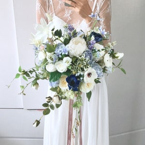 Artificial bouquet Wedding Bouquet blue roses High quality flower home decoration