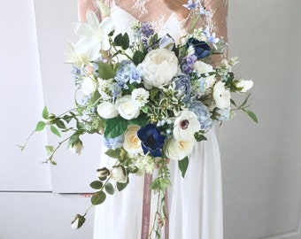 Artificial bouquet Wedding Bouquet blue roses High quality flower home decoration