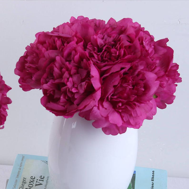 floral stems artificial flower Silk flower silk Peony wedding flower home decoration 1 bunch 5 flowers artificial plant Silk flowers