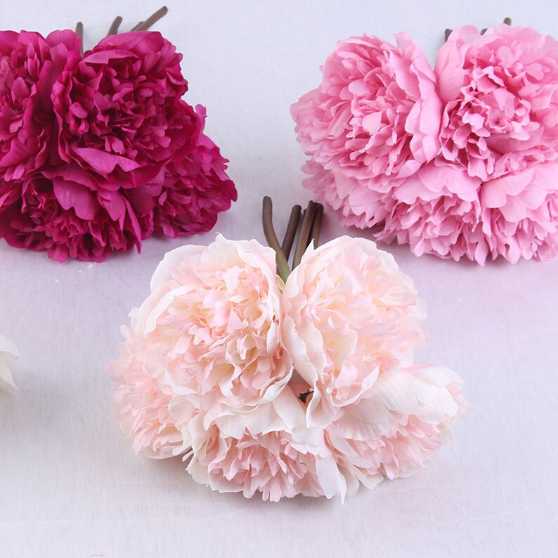 floral stems artificial flower Silk flower silk Peony wedding flower home decoration 1 bunch 5 flowers artificial plant Silk flowers
