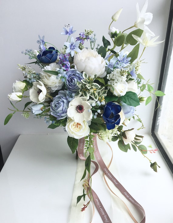 Artificial Bouquet Wedding Bouquet Blue Roses High Quality Etsy