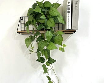 Enredadera colgante artificial / Flores y plantas artificiales para decoración / Estante de pared con pothos artificial