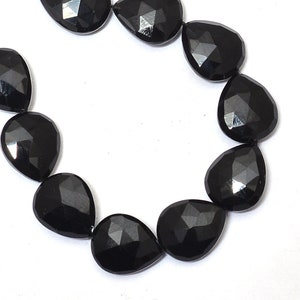 AAA Black Onyx Faceted Pear Briolette Beads | 10x12mm Calibrated 10 Beads Strand | Natural Onyx Semi Precious Gemstone Briolette for jewelry