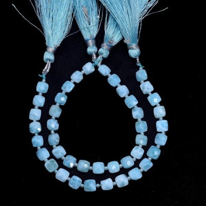 Natural AAA+ Larimar Gemstone 6mm Square Faceted Briolette Straight Drill Beads | Larimar Loose Semi Precious Gemstone Beads | 6inch Strand