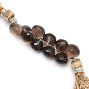 AAA Smoky Quartz 8x8mm Onion Briolette | Natural Smoky Quartz Semi Precious Gemstone Onion Briolettes for Jewelry Making | 10 Beads Strand