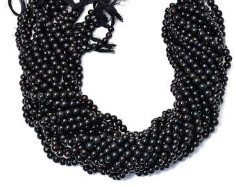 Black Onyx Gemstone Round Smooth Loose Beads | 5mm-6mm Beads 14inch Strand | Natural Onyx Semi Precious Gemstone Beads for Jewelry Making