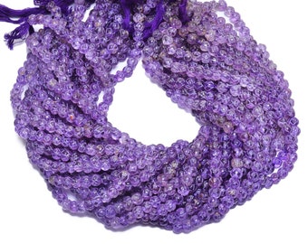 Perline rotonde in ametista AAA+ da 6 mm-7 mm per intaglio / Filo da 15" / Ametista naturale rara, pietra preziosa semipreziosa, perline rotonde intagliate a forma di fiore per gioielli
