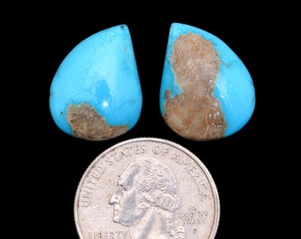 Arizona Turquoise Pear Cabochons | 16x20mm Loose Gemstone Pair